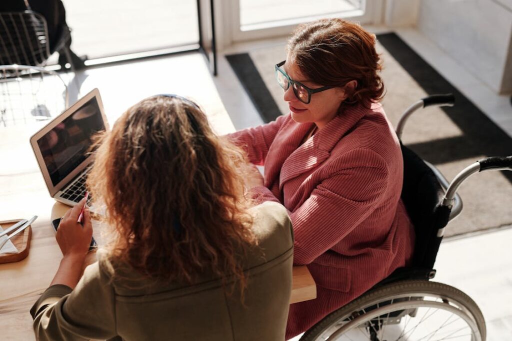 two womens doing discussion